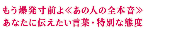 もう爆発寸前よ≪あの人の全本音≫あなたに伝えたい言葉・特別な態度 もう爆発寸前よ≪あの人の全本音≫あなたに伝えたい言葉・特別な態度